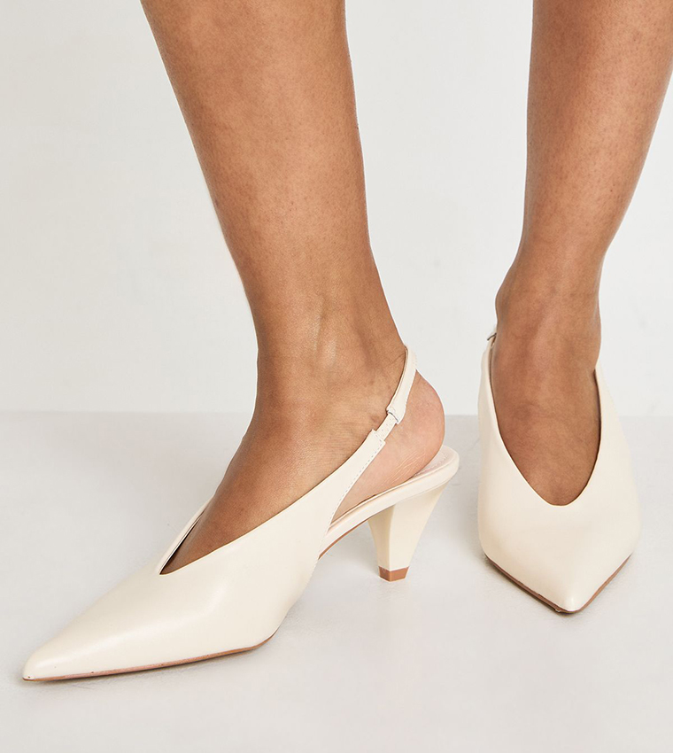 Solid Low Heel Slingback Pumps