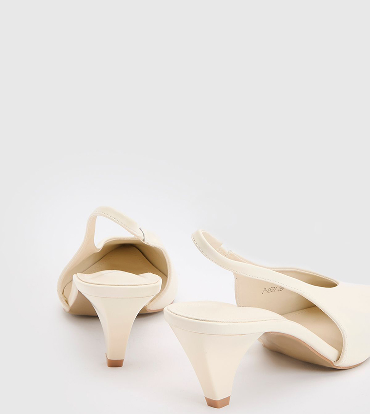 Solid Low Heel Slingback Pumps
