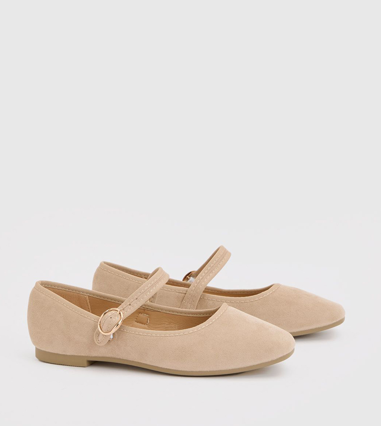 Solid Faux Suede Mary Jane Shoes