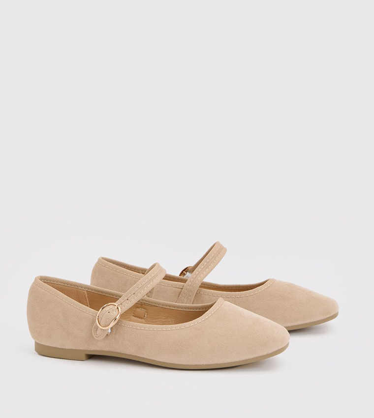 Solid Faux Suede Mary Jane Shoes