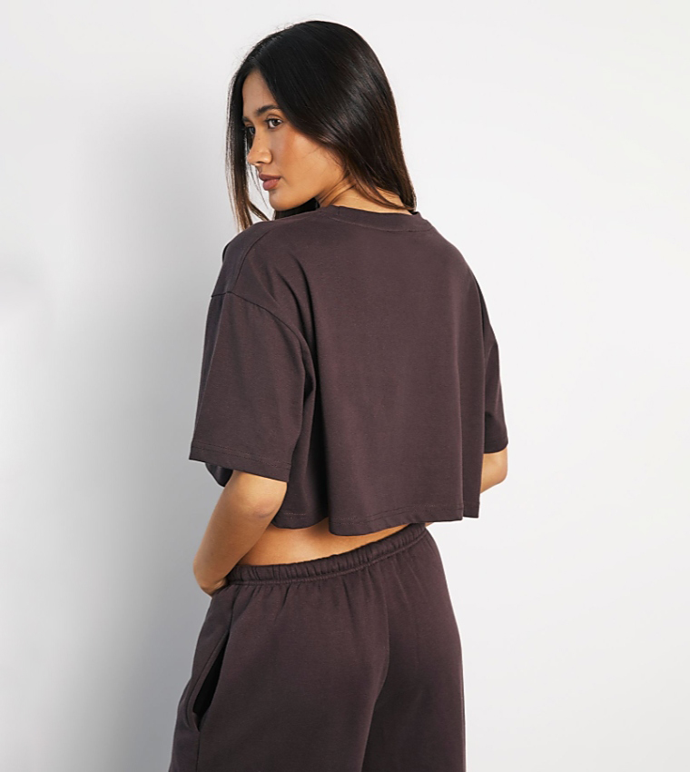 Solid Oversized Crop T-Shirt