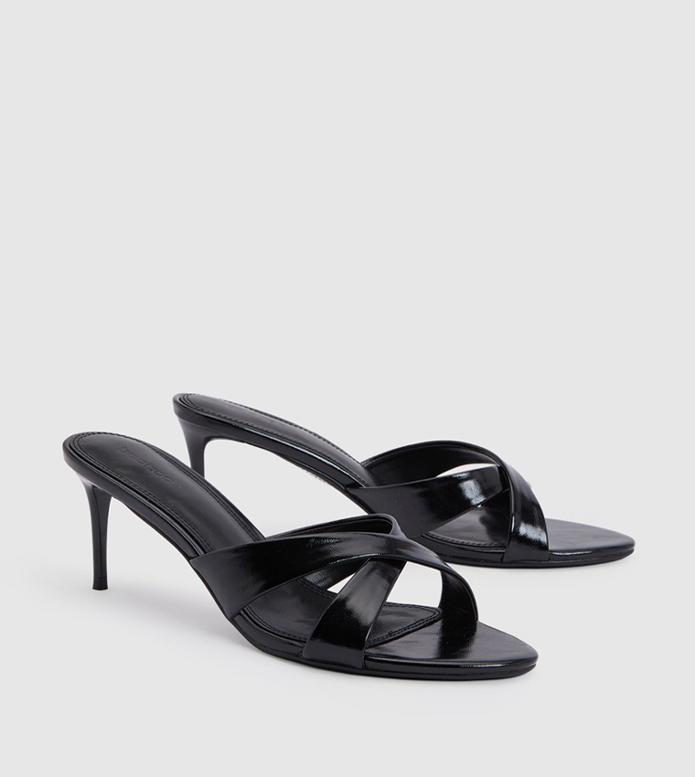 Solid Cross Front Heeled Sandals