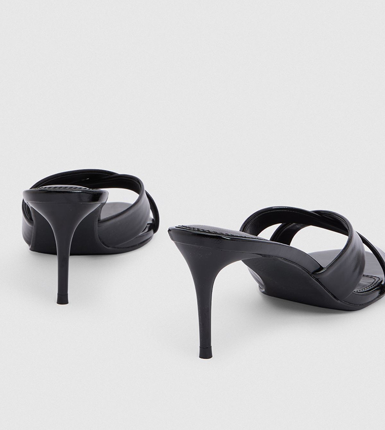Solid Cross Front Heeled Sandals