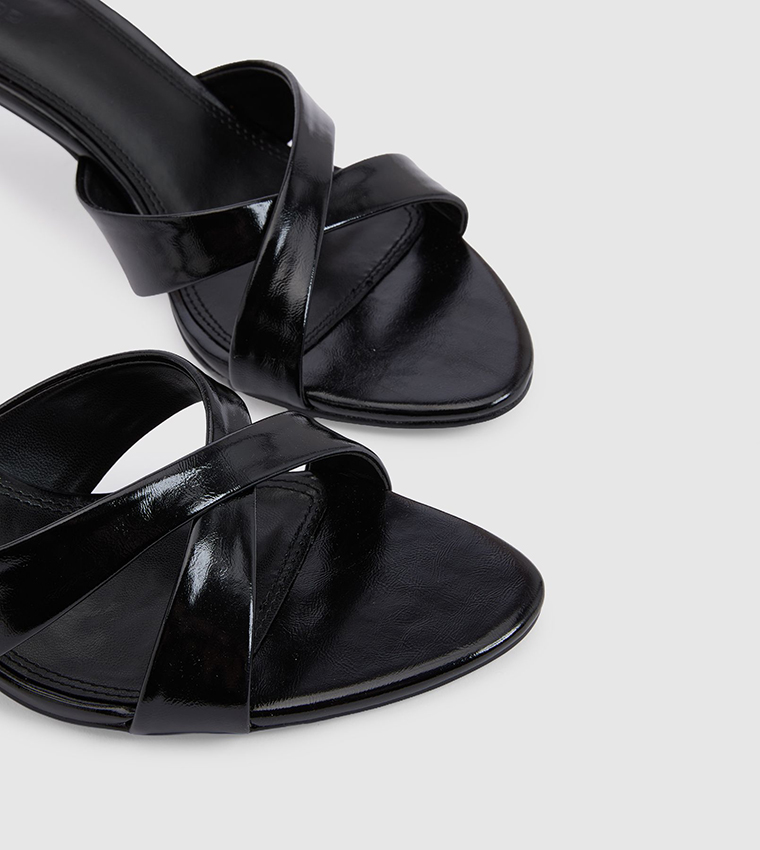 Solid Cross Front Heeled Sandals