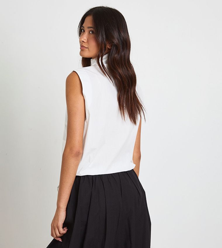 بوهو  توبات بلا أكمام  - أبيض Sleeveless Tops