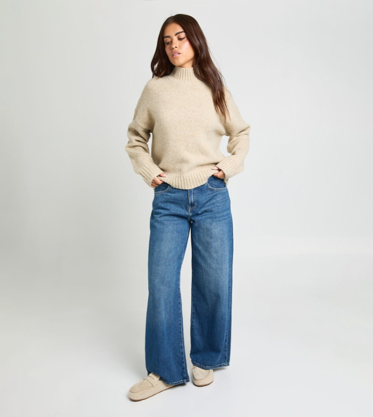 بوهو  سترات بياقة دائرية - بيج Round Neck Sweaters