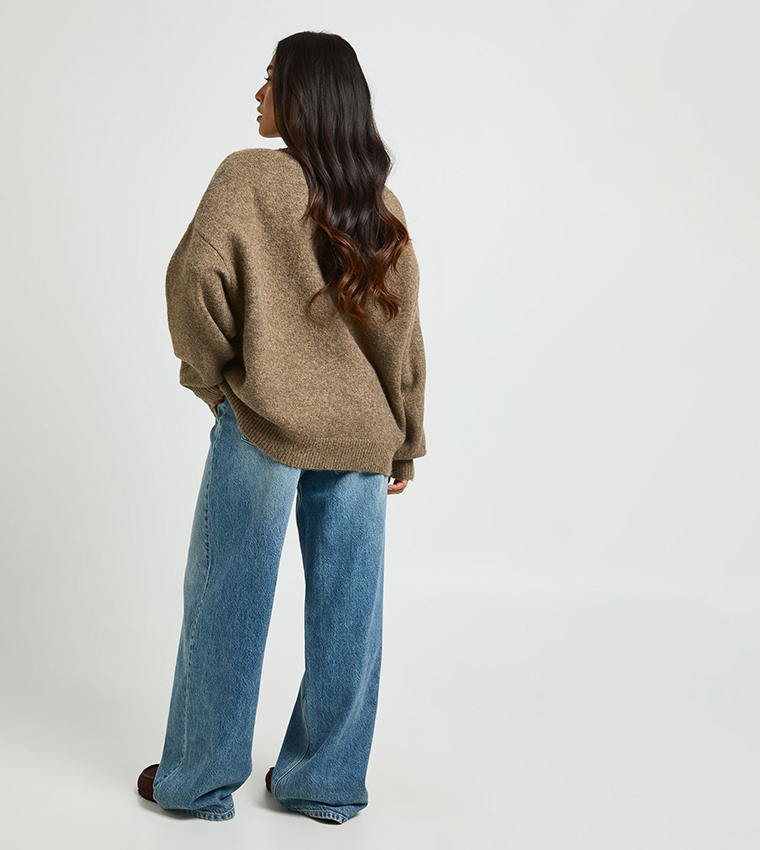 Petite Super Soft V-Neck Oversized Sweater