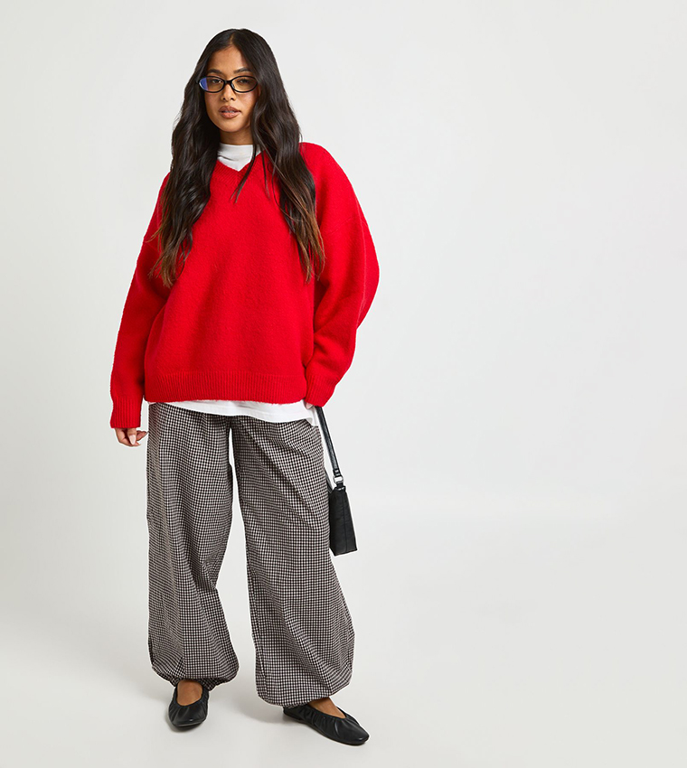Petite Super Soft V-Neck Oversized Sweater