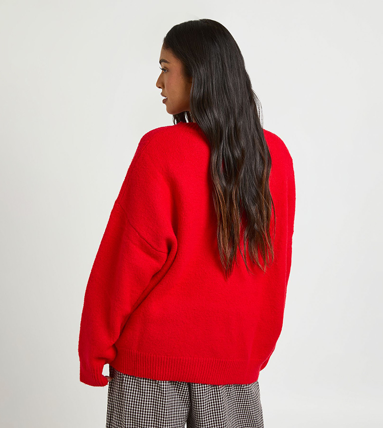 Petite Super Soft V-Neck Oversized Sweater