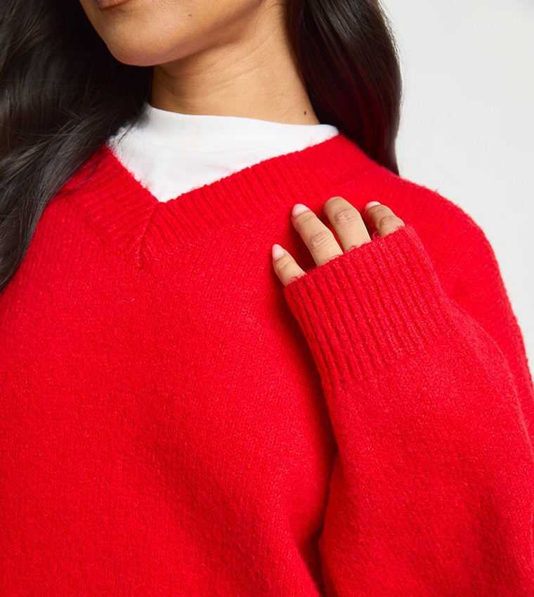 Petite Super Soft V-Neck Oversized Sweater