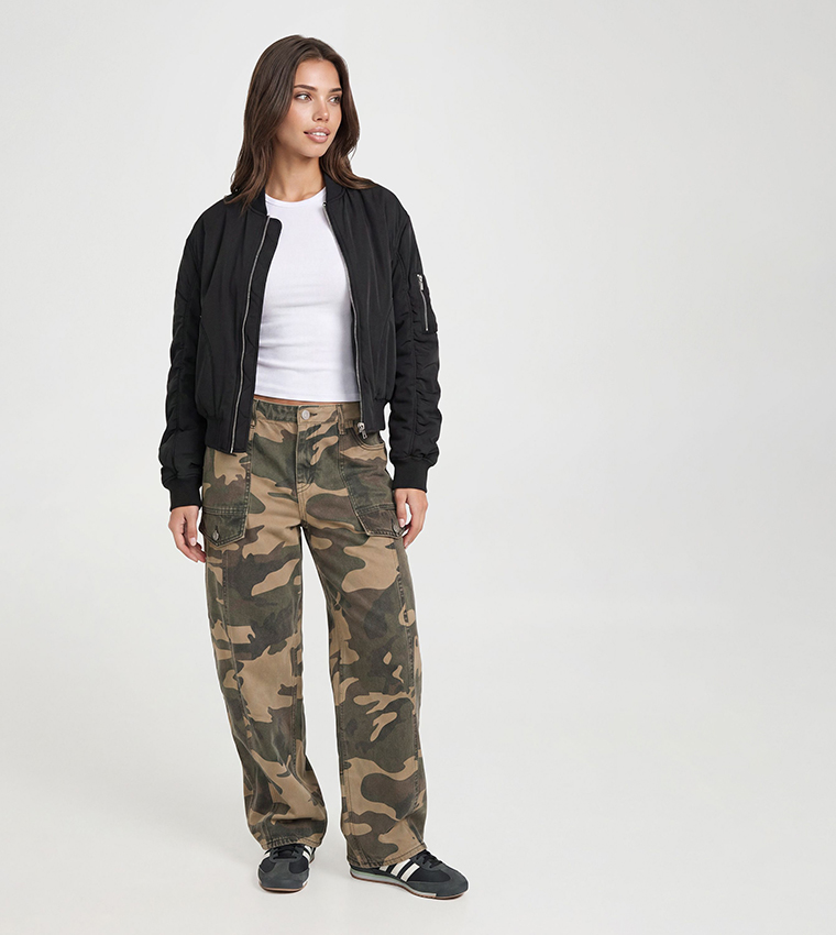 Long Sleeves Oversized Bomber Jacket