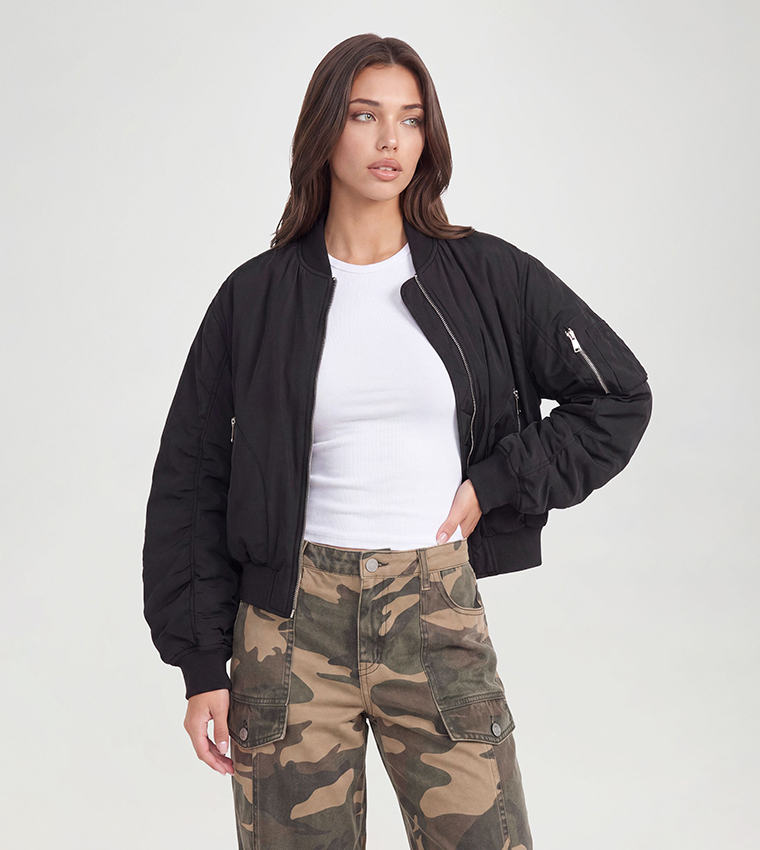 Long Sleeves Oversized Bomber Jacket