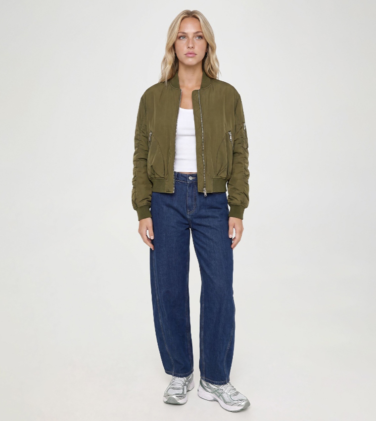 Long Sleeves Oversized Bomber Jacket