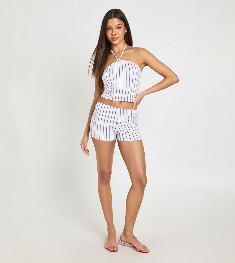 Striped Halterneck Crop Top