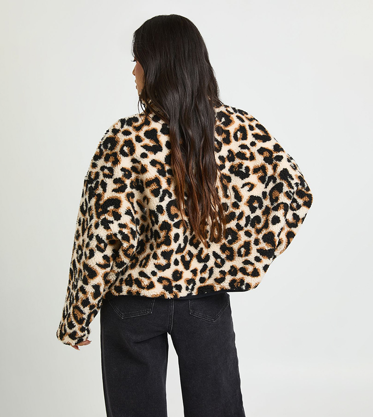 Petite Funnel Neck Teddy Jacket