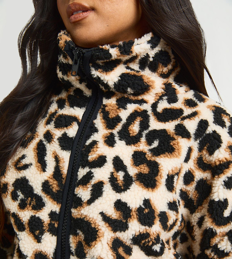 Petite Funnel Neck Teddy Jacket