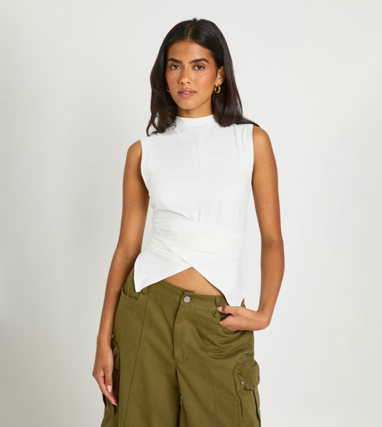 Wrap Tie Back Sleeveless Top
