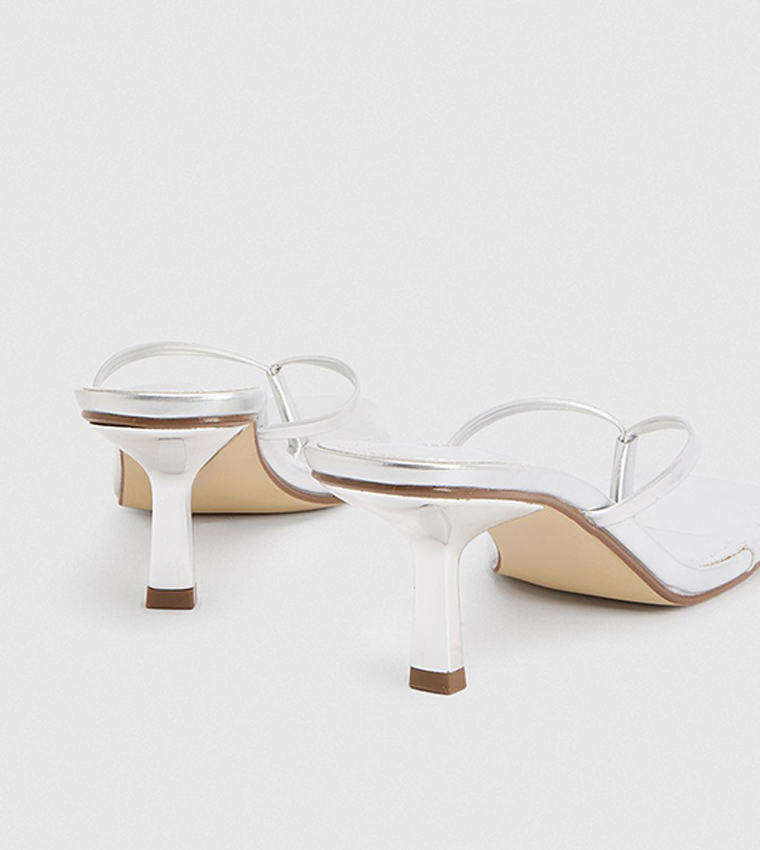 Square Toe Post Heeled Sandals