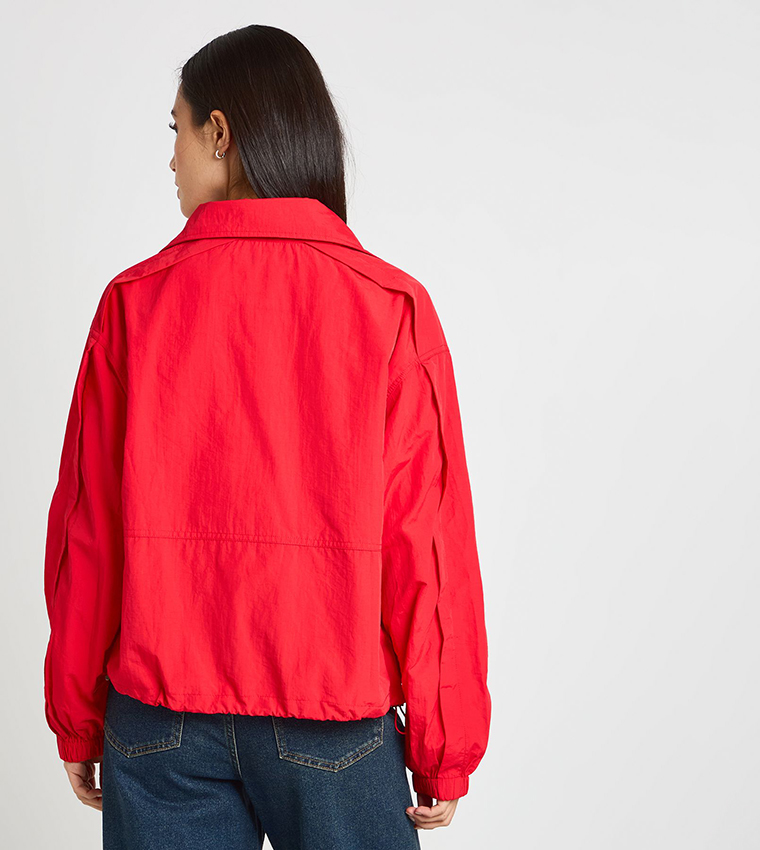 Wide Funnel Neck Nylon Jacket