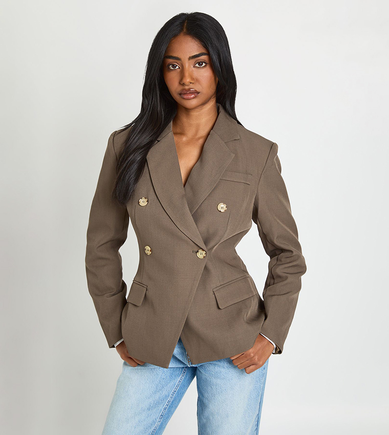 Double Breasted Cinched Blazer