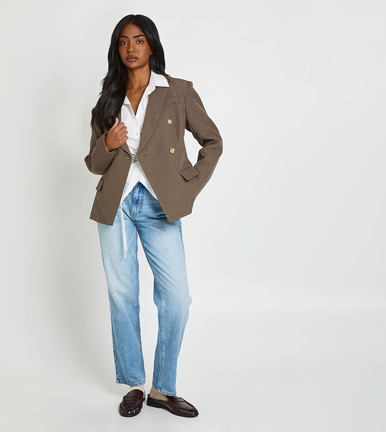 Double Breasted Cinched Blazer