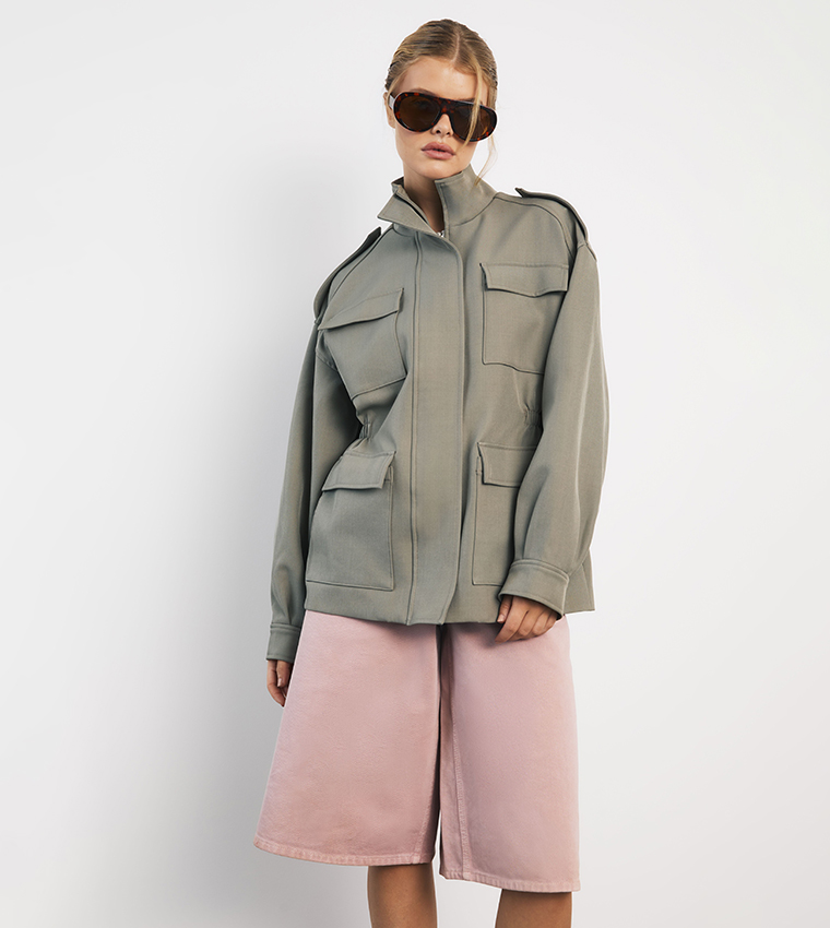 Cinched Utility Tailored Blazer