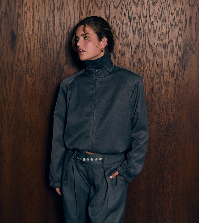 Shoulder Pad Tailored Bomber Jacket