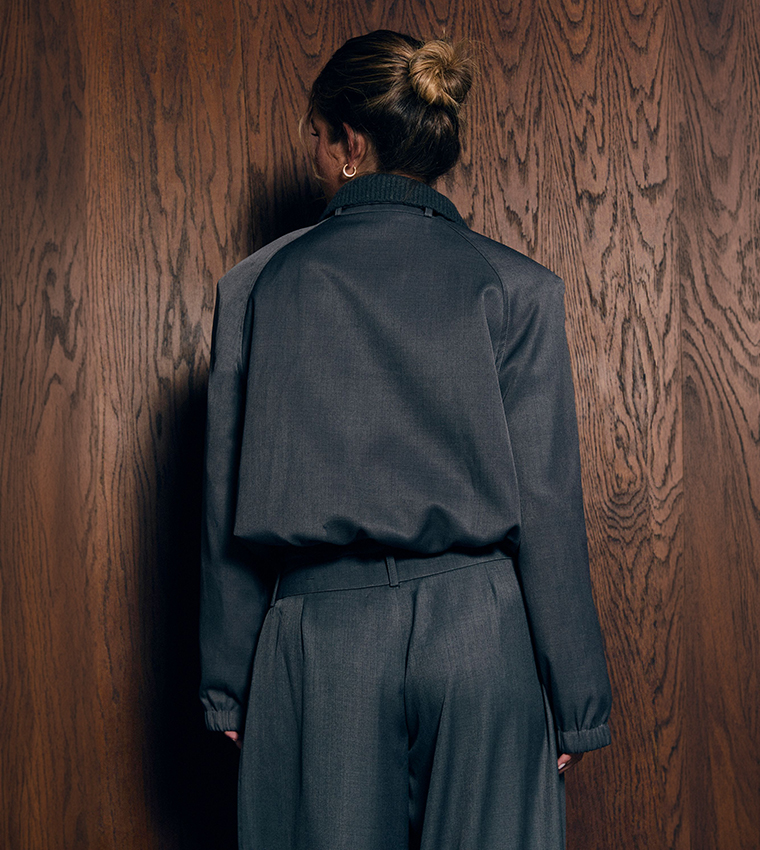 Shoulder Pad Tailored Bomber Jacket