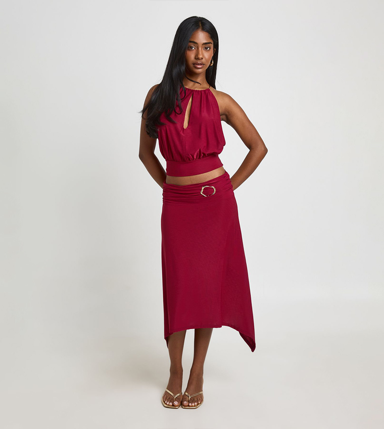 Keyhole Neck Tie Back Top
