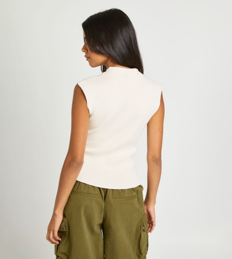 بوهو  توبات بلا أكمام  - بيج فاتح  Sleeveless Tops