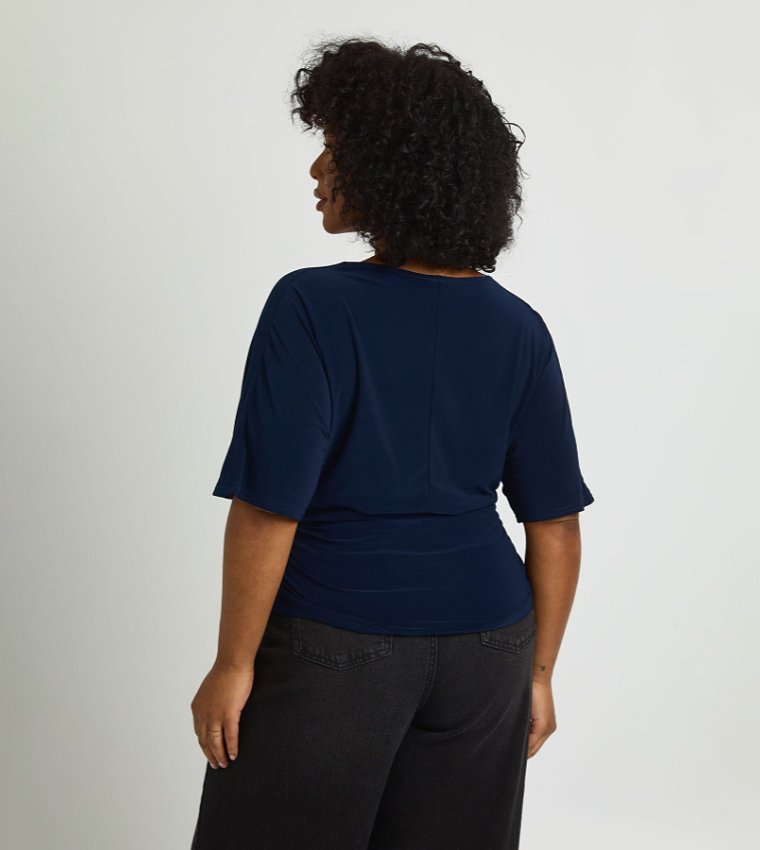 Curve Ruched Batwing Sleeves Top