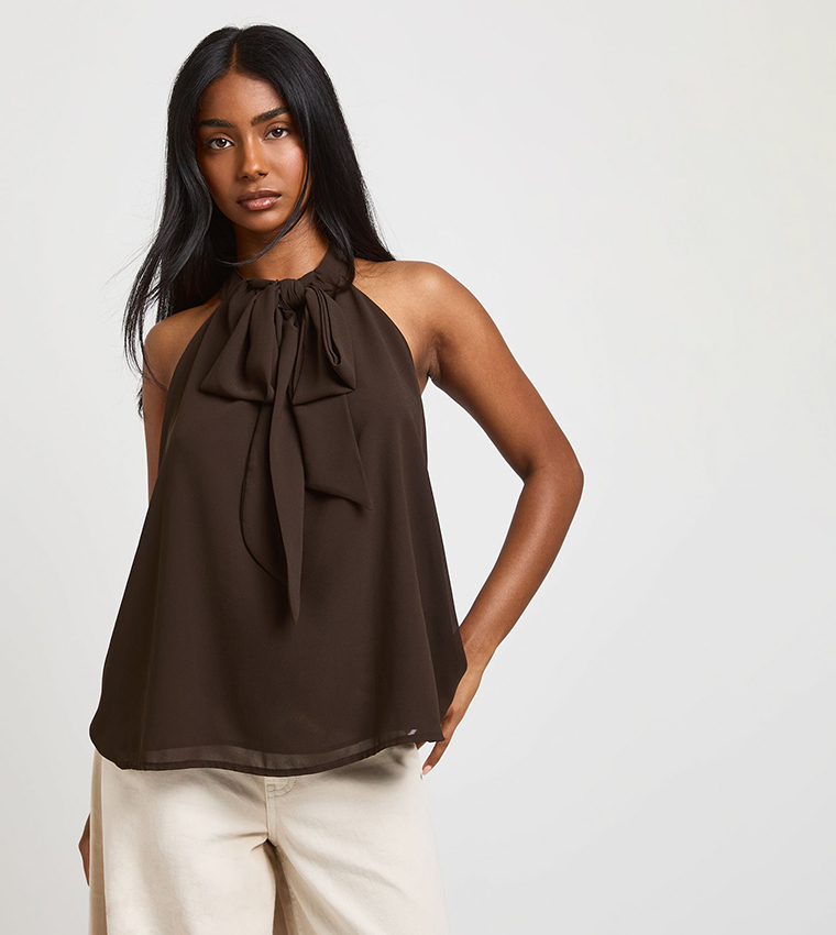 boohoo  Sleeveless Tops - Brown Sleeveless Tops