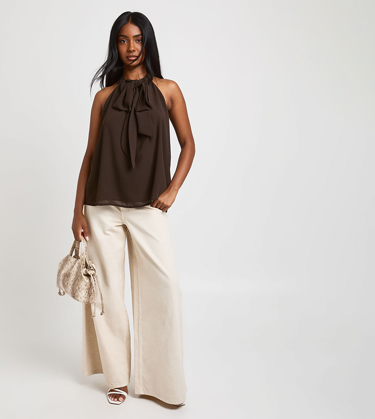 boohoo  Sleeveless Tops - Brown Sleeveless Tops
