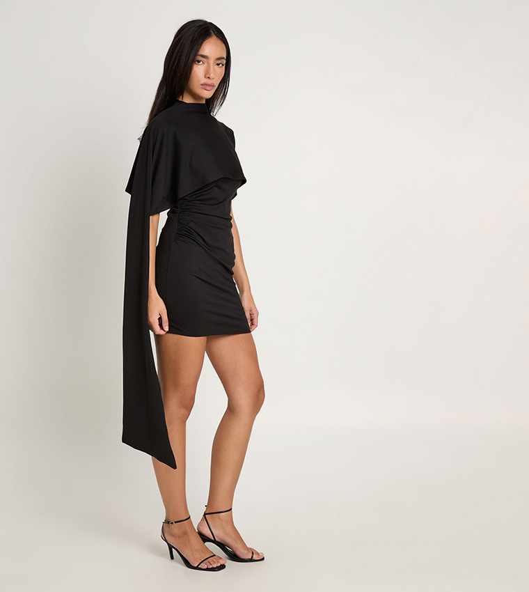 Solid Bolero Drape Mini Dress