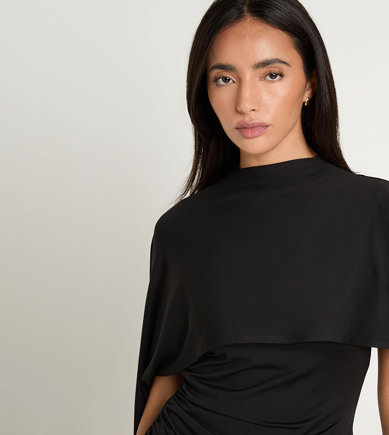 Solid Bolero Drape Mini Dress