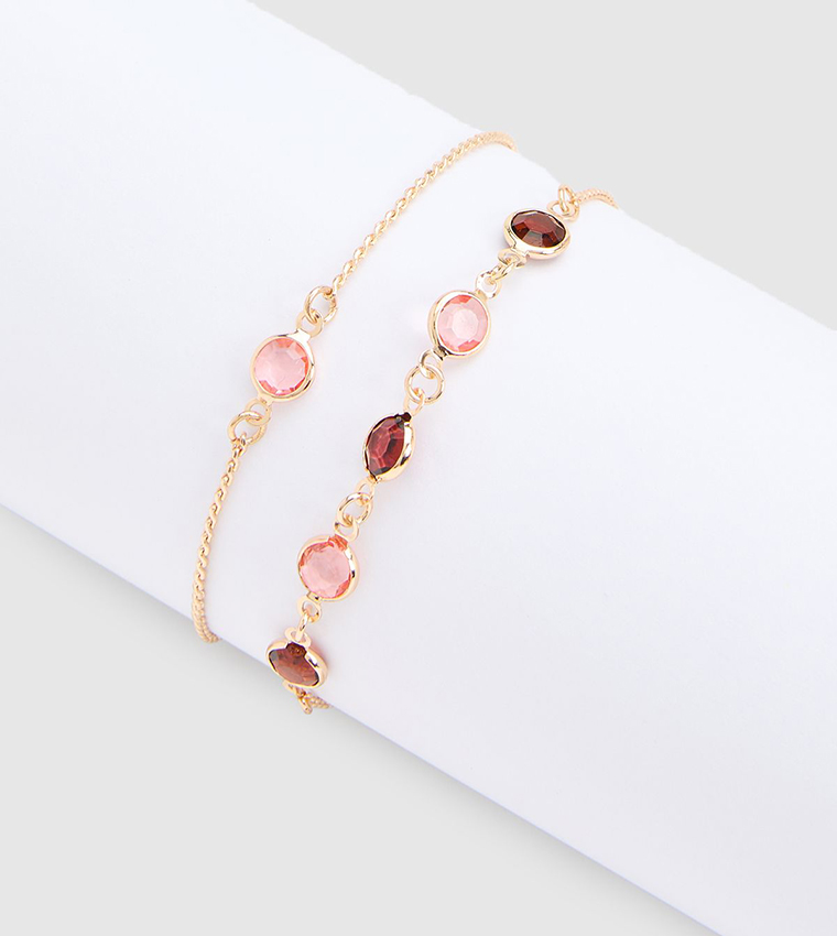2 Pack Embellished Toggle Bracelets