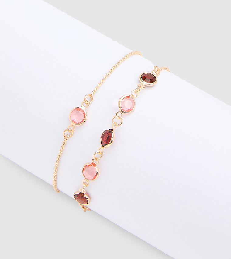 2 Pack Embellished Toggle Bracelets