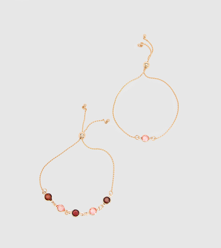 2 Pack Embellished Toggle Bracelets