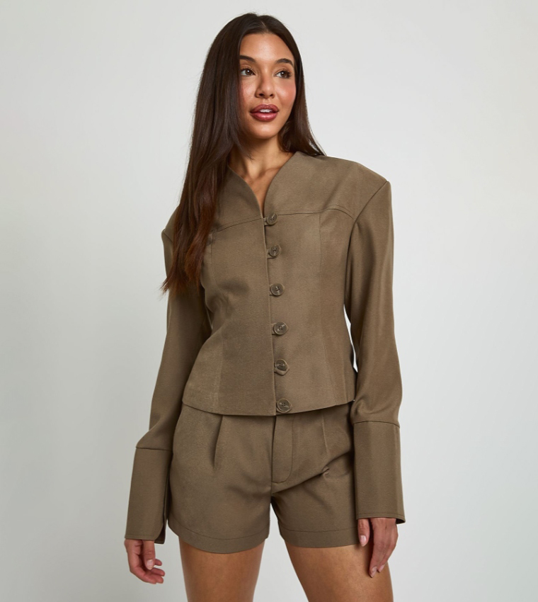 Button Down Seam Detail Blazer