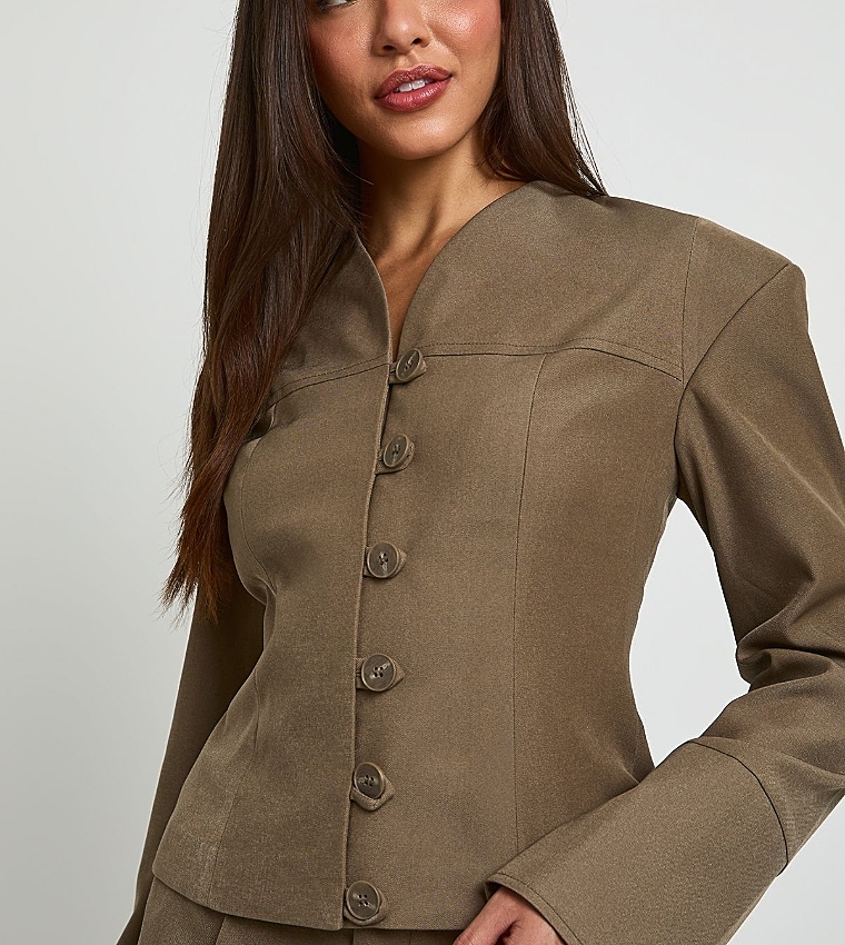Button Down Seam Detail Blazer
