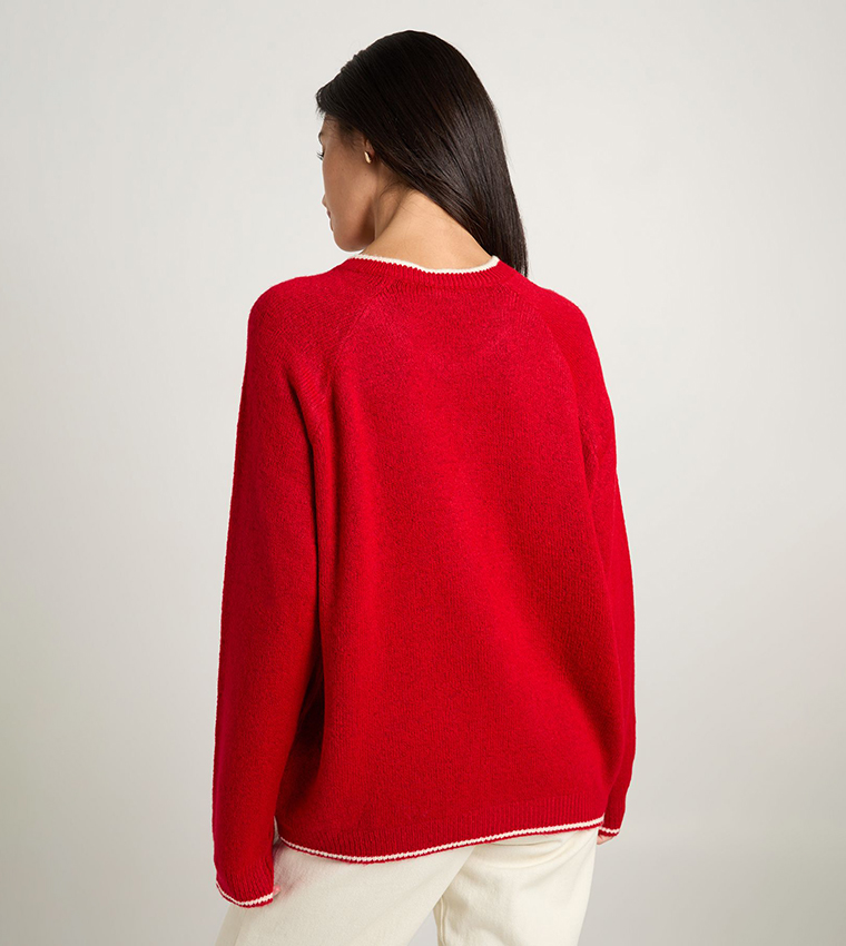 Striped V-Neck Oversized Sweater