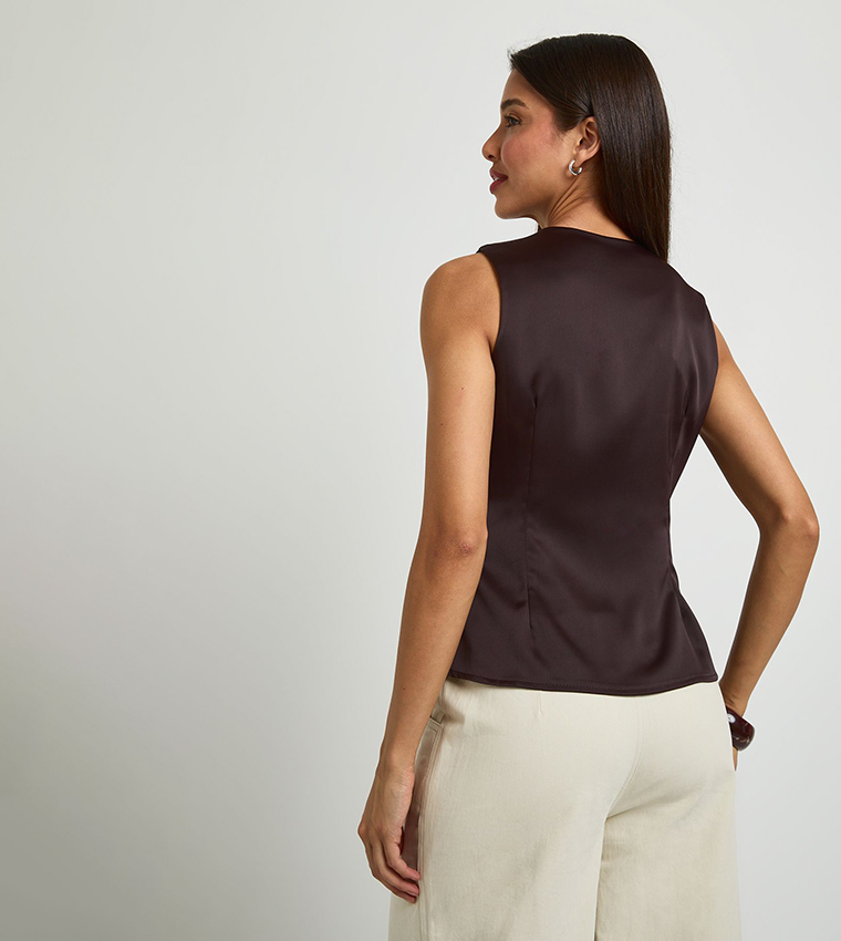 boohoo  Sleeveless Tops - Brown Sleeveless Tops