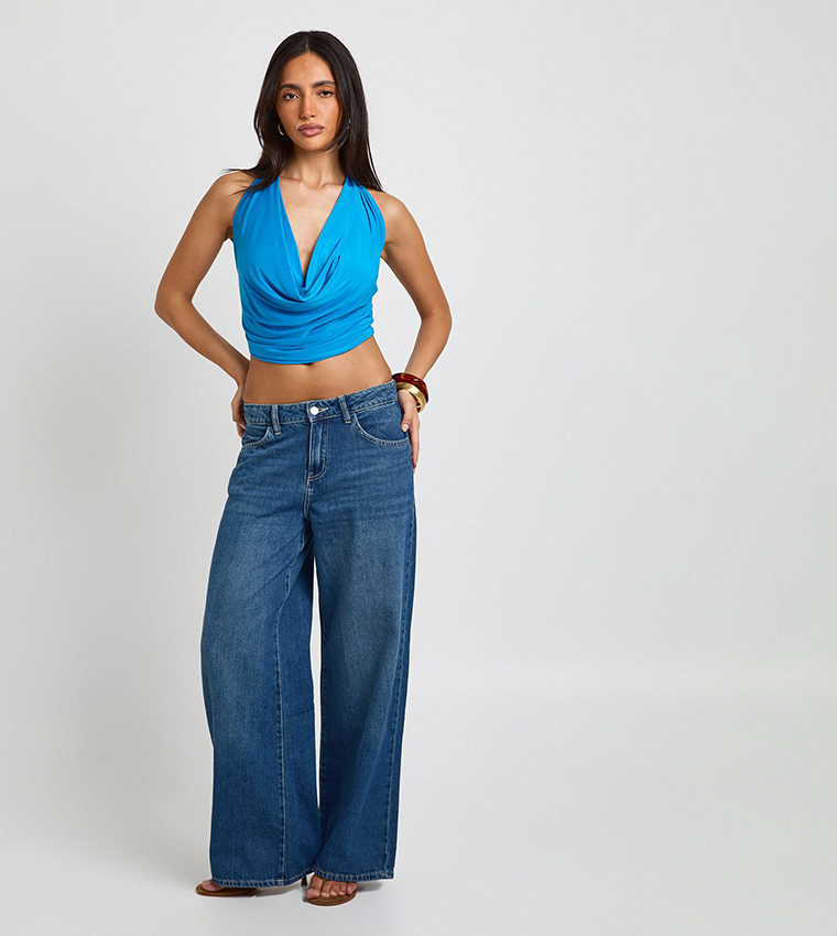 بوهو  توبات قصيرة - أزرق Cropped Tops