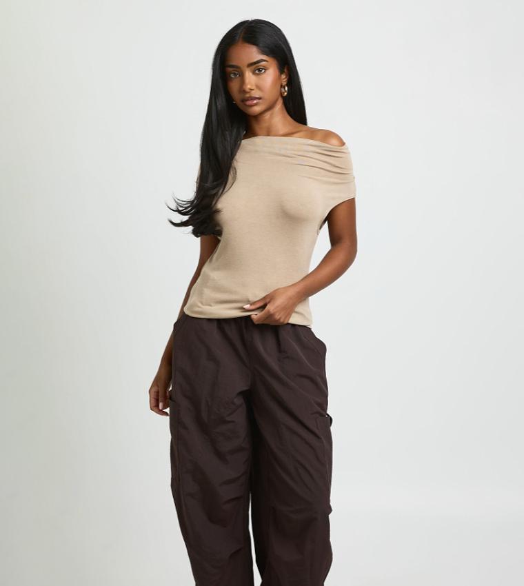 Ultra Soft Knit Folded Off Shoulder Top
