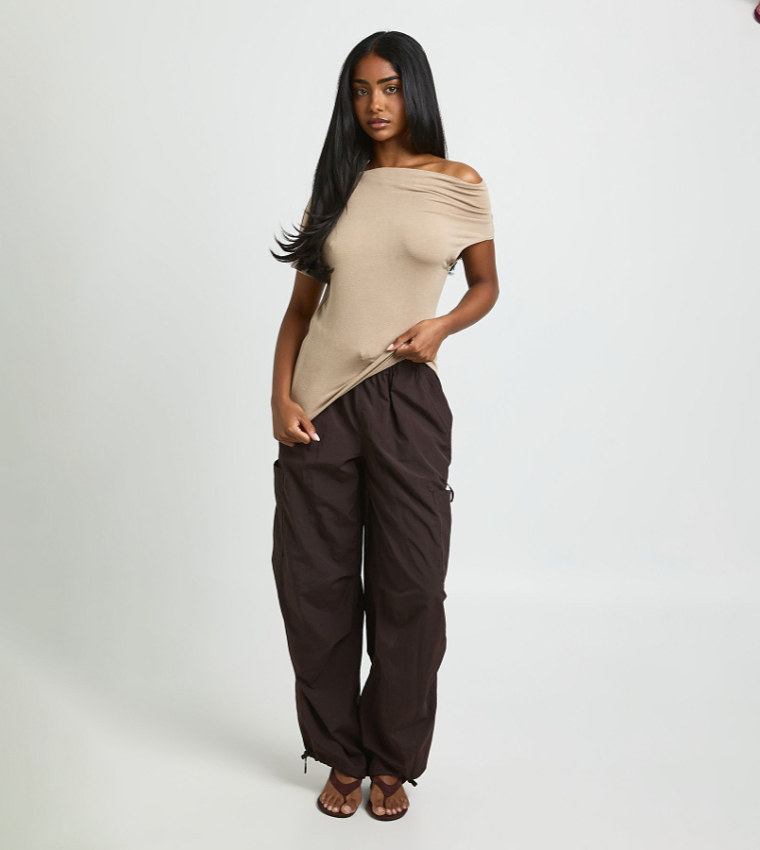 Ultra Soft Knit Folded Off Shoulder Top