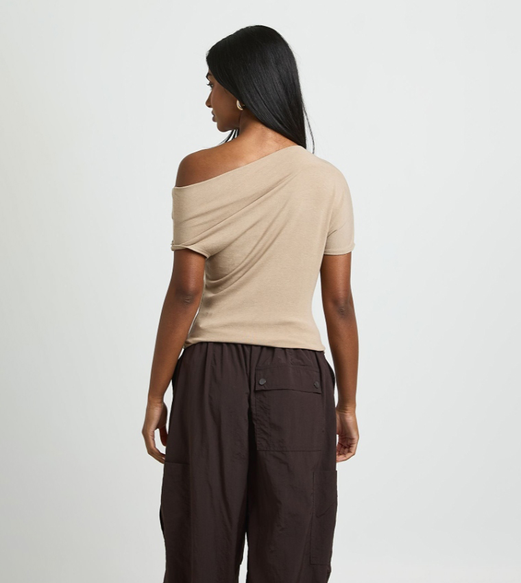 Ultra Soft Knit Folded Off Shoulder Top