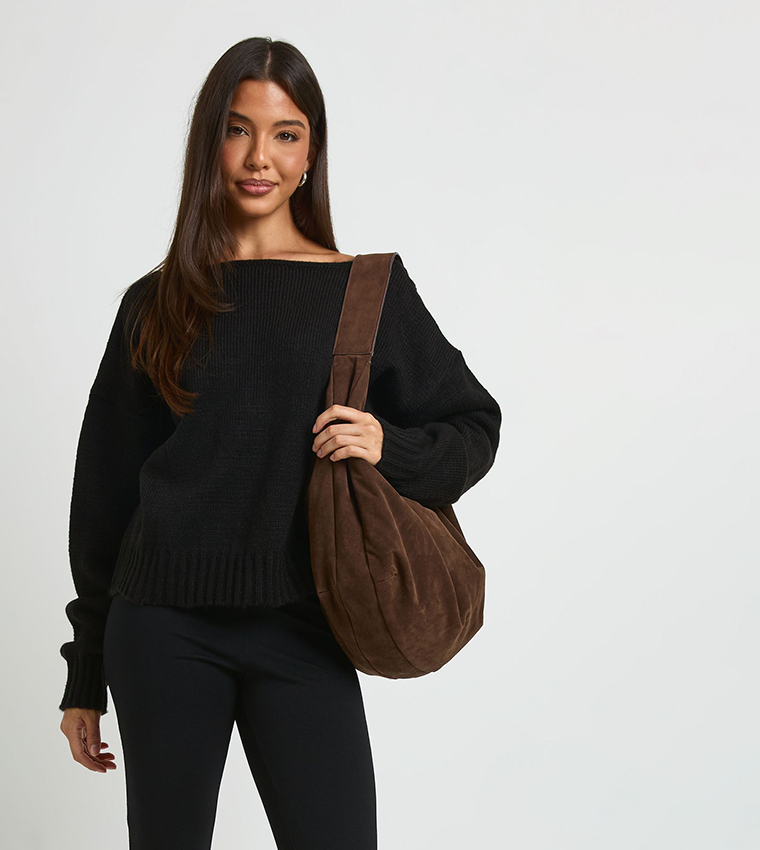 boohoo  Round Neck Sweaters - BLACK Round Neck Sweaters