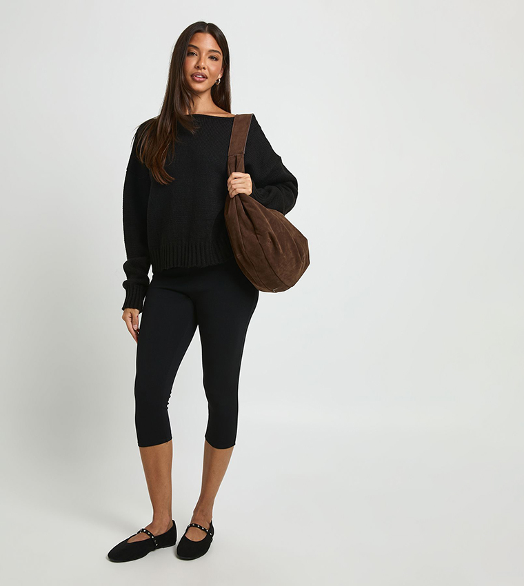 boohoo  Round Neck Sweaters - BLACK Round Neck Sweaters