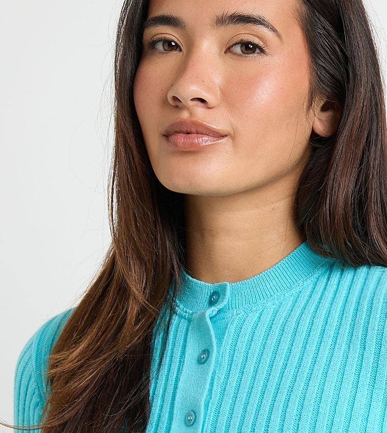 Ribbed High Neck Knitted Sweater