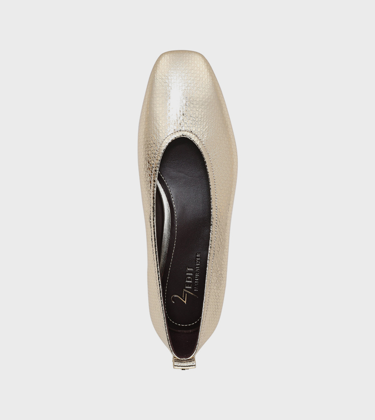 CARLA Textured Almond Toe Ballerinas